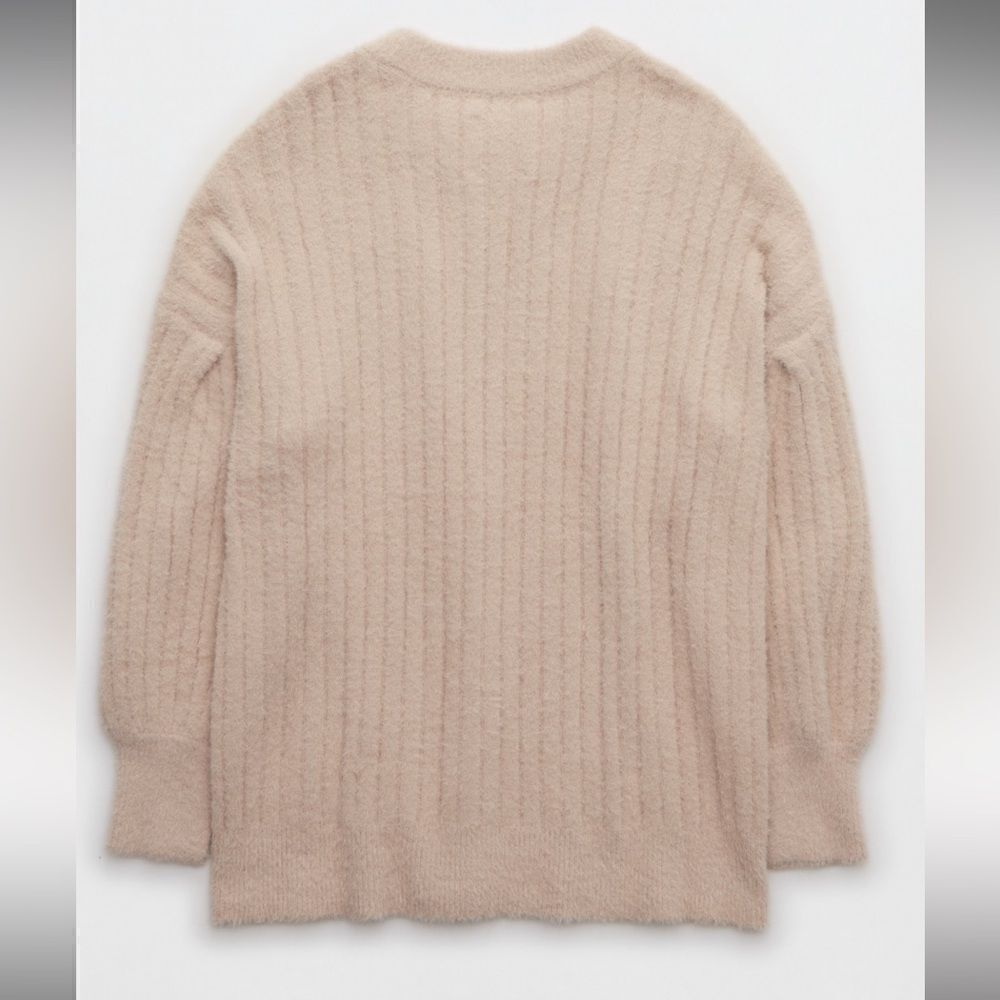 AERIE | Buttercream Soft Crew Tunic Sweater in Cappuccino | M - Picture 2 of 7